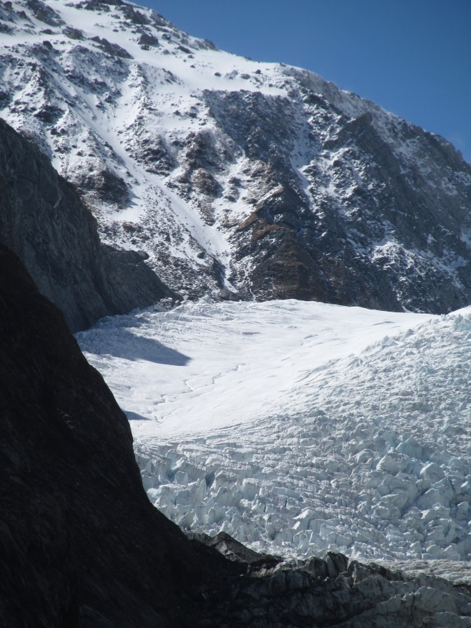 Schispuren am Franz Josef Gletscher.